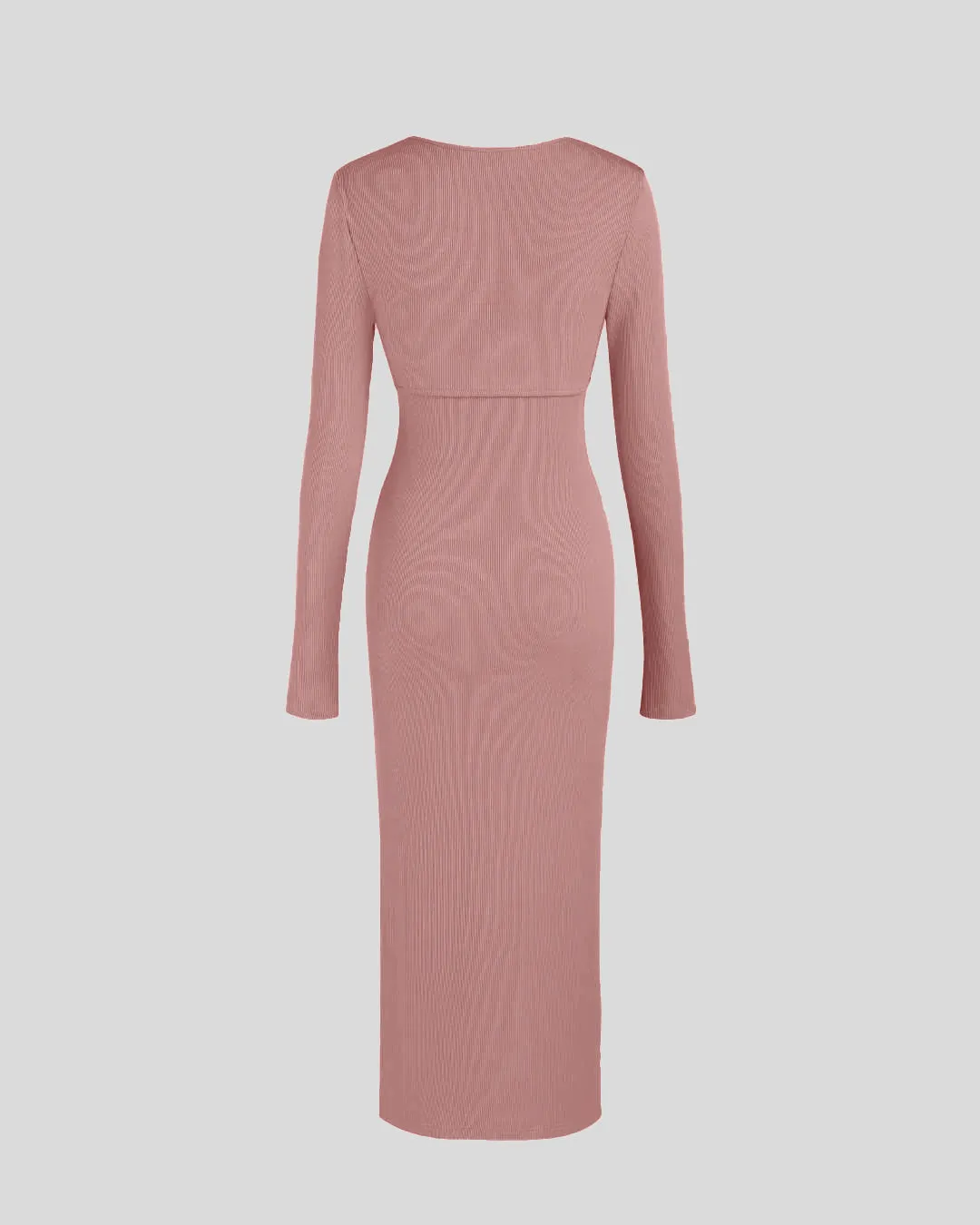 Two Piece Elegant Bodycon Dress With Shrug In Dusty Pink