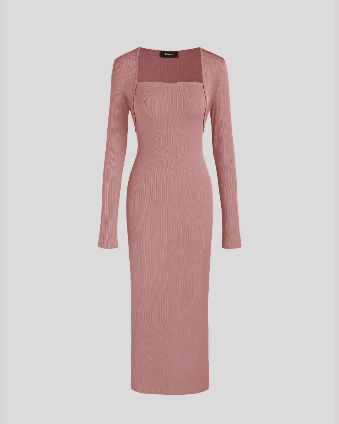 Two Piece Elegant Bodycon Dress With Shrug In Dusty Pink