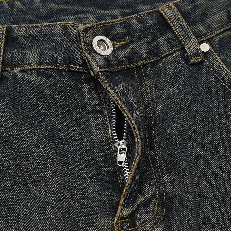 Wide Leg Two-Tone Denim Pants