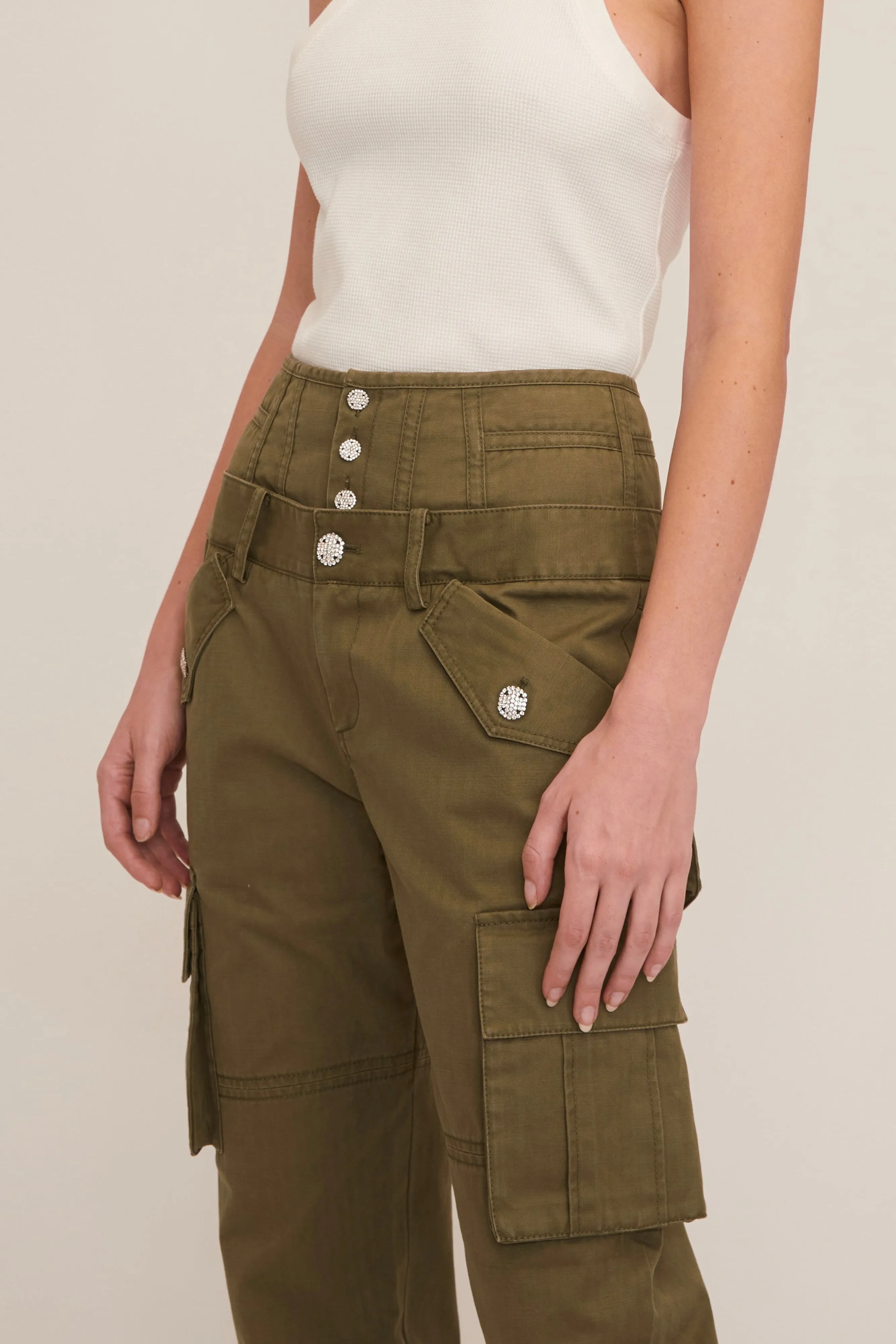 Willow Washed Canvas Corset Cargo Pant