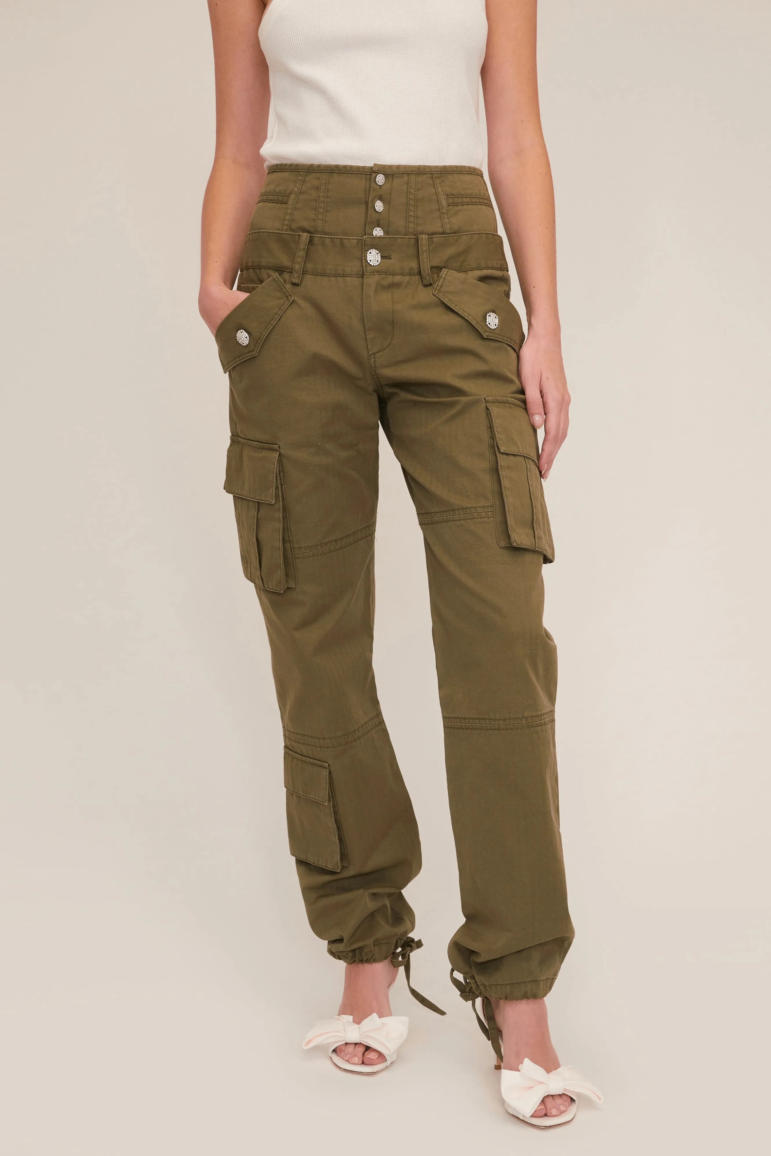 Willow Washed Canvas Corset Cargo Pant