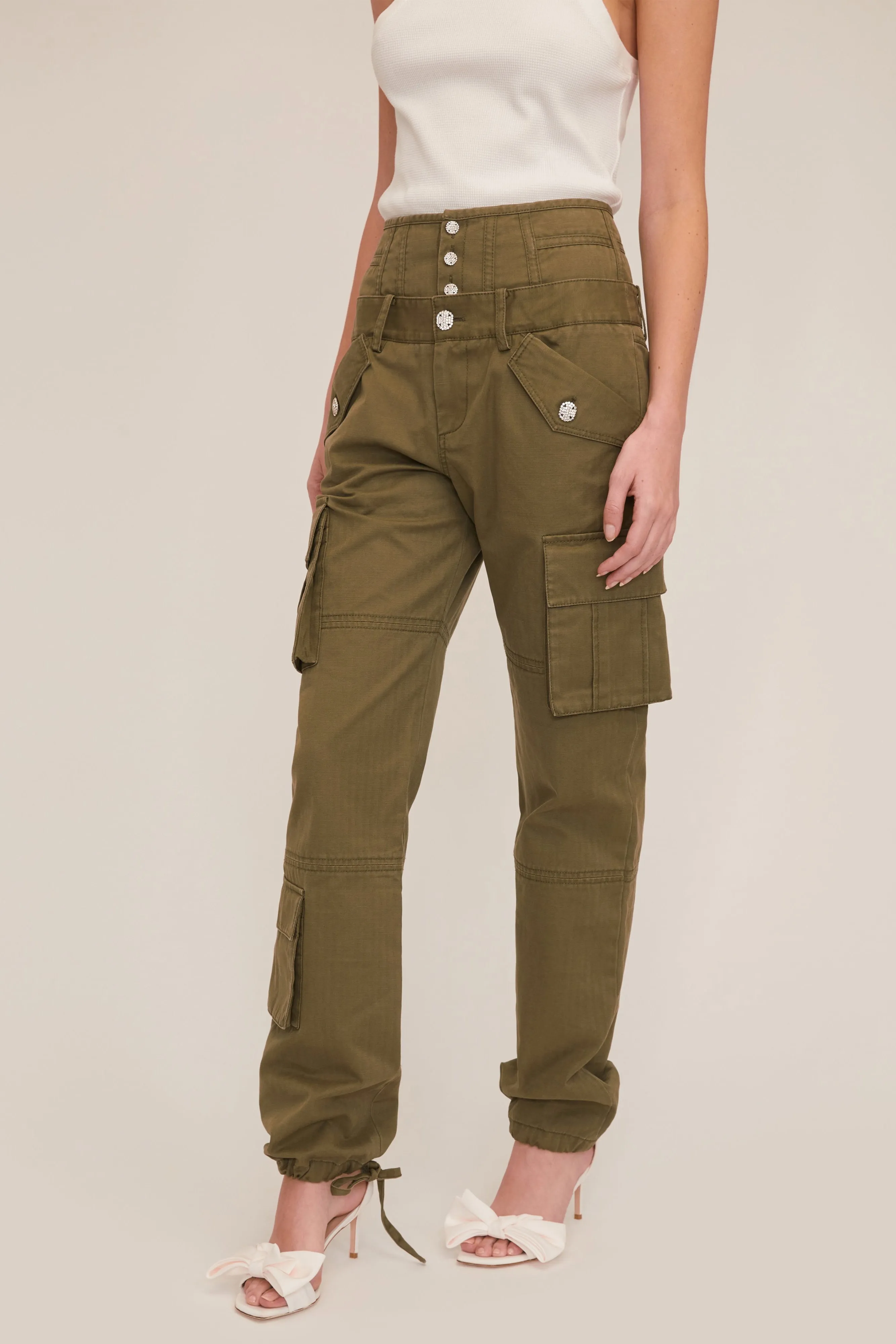 Willow Washed Canvas Corset Cargo Pant