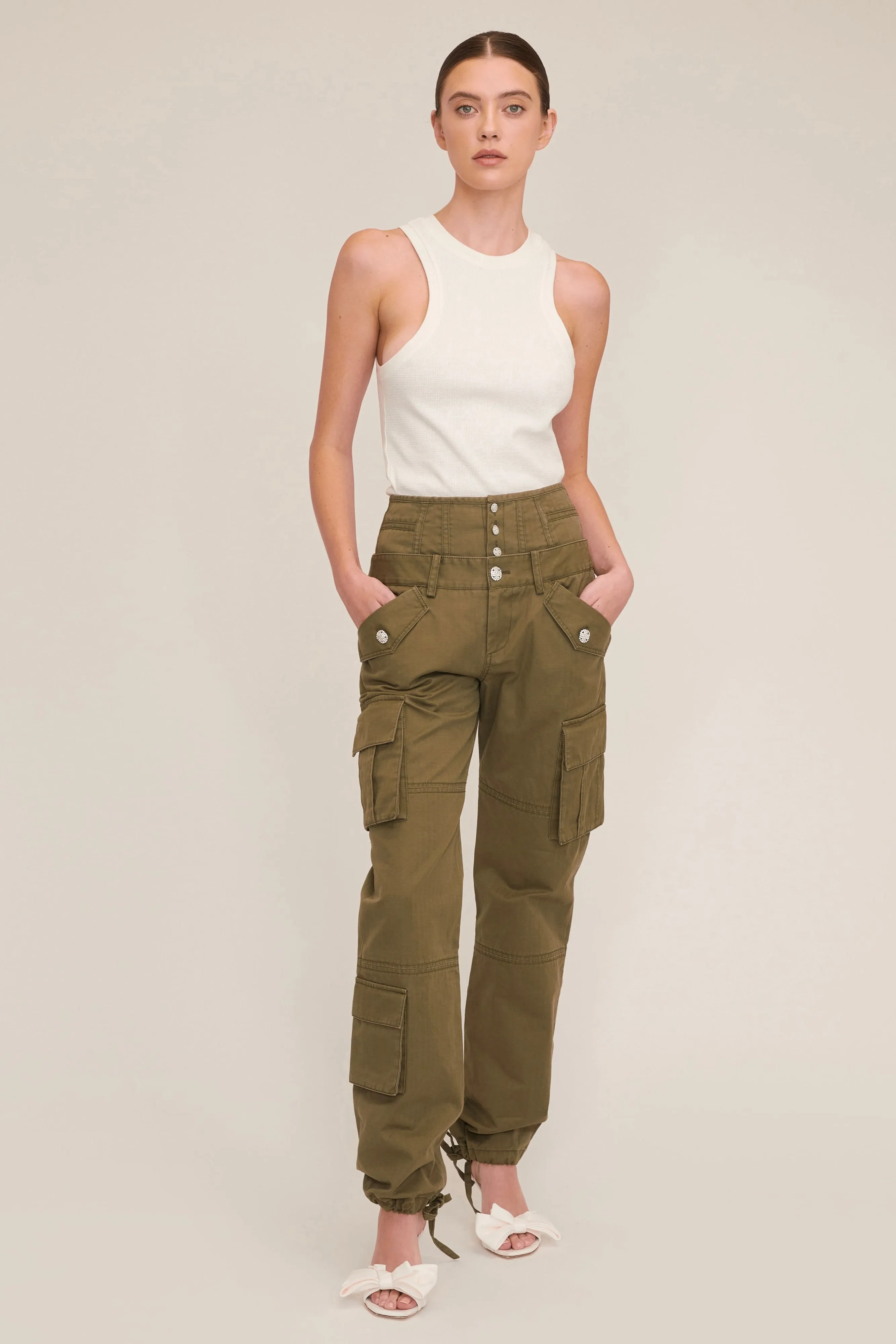 Willow Washed Canvas Corset Cargo Pant