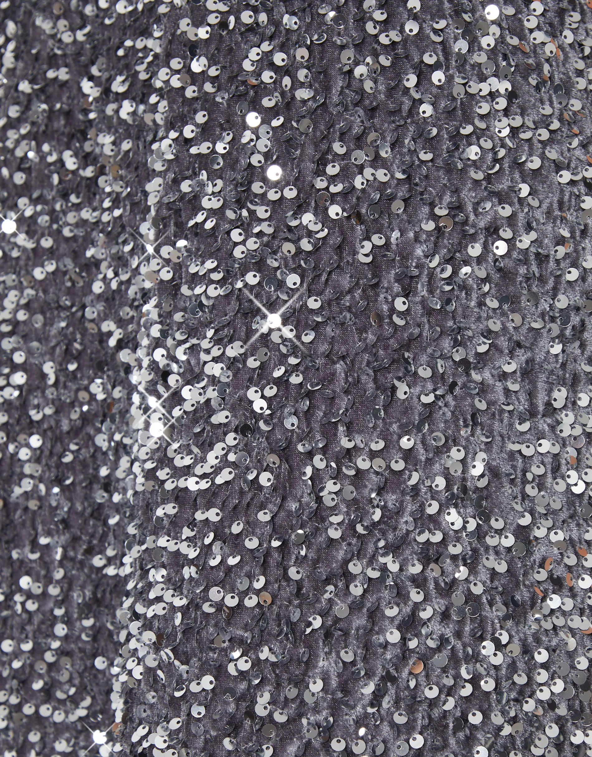 Women's Silver Sequin Velour Mini Party Dress