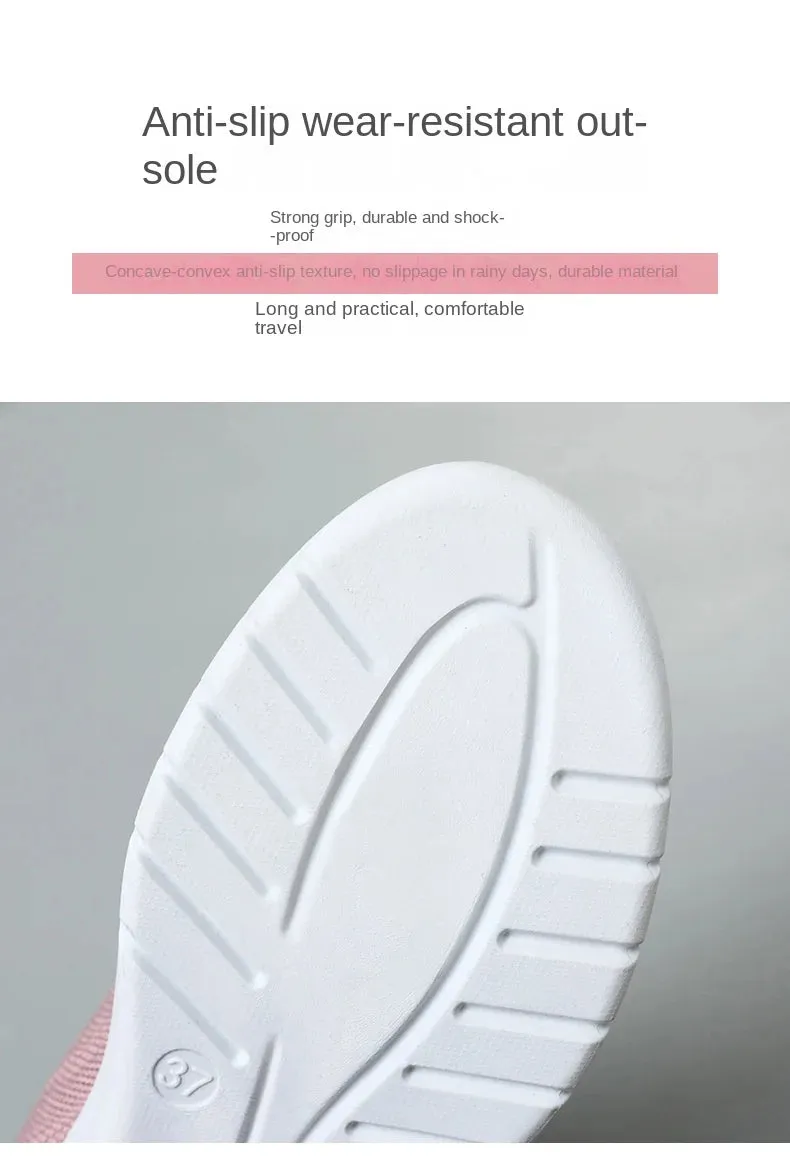 Women's Slip On Solid Color Shoes Summer Fashion Mesh Breathable Casual Shoes Walking Non Slip Platform Sandals Flats Loafers